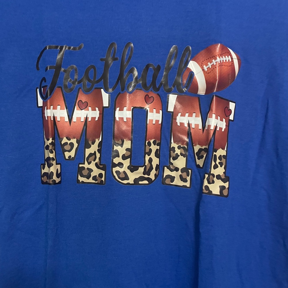 Athletic Works Football Mom Graphic Tee Shirt Royal Blue Short Sleeve Men's Sz S